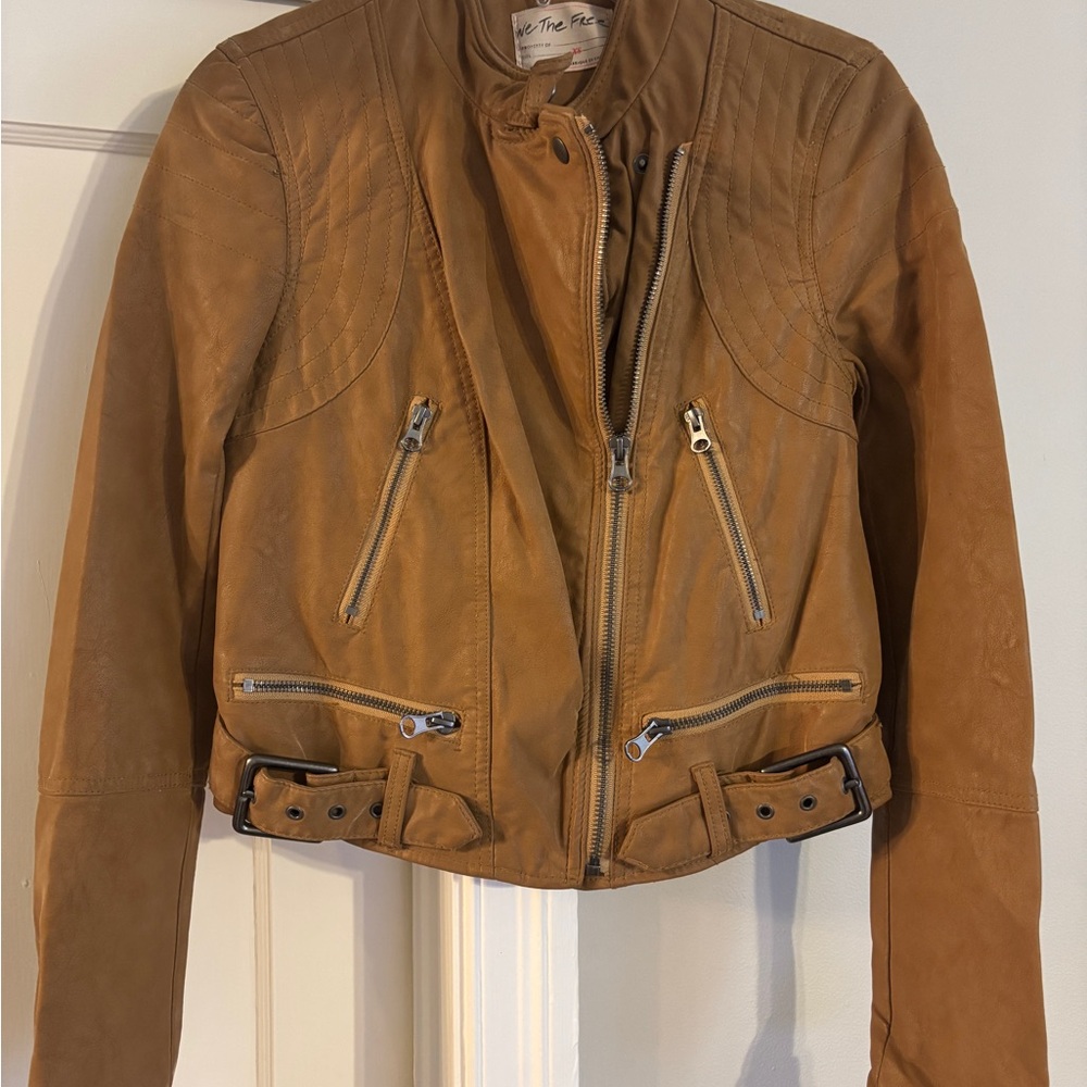 We The Free Brown Leather Jacket